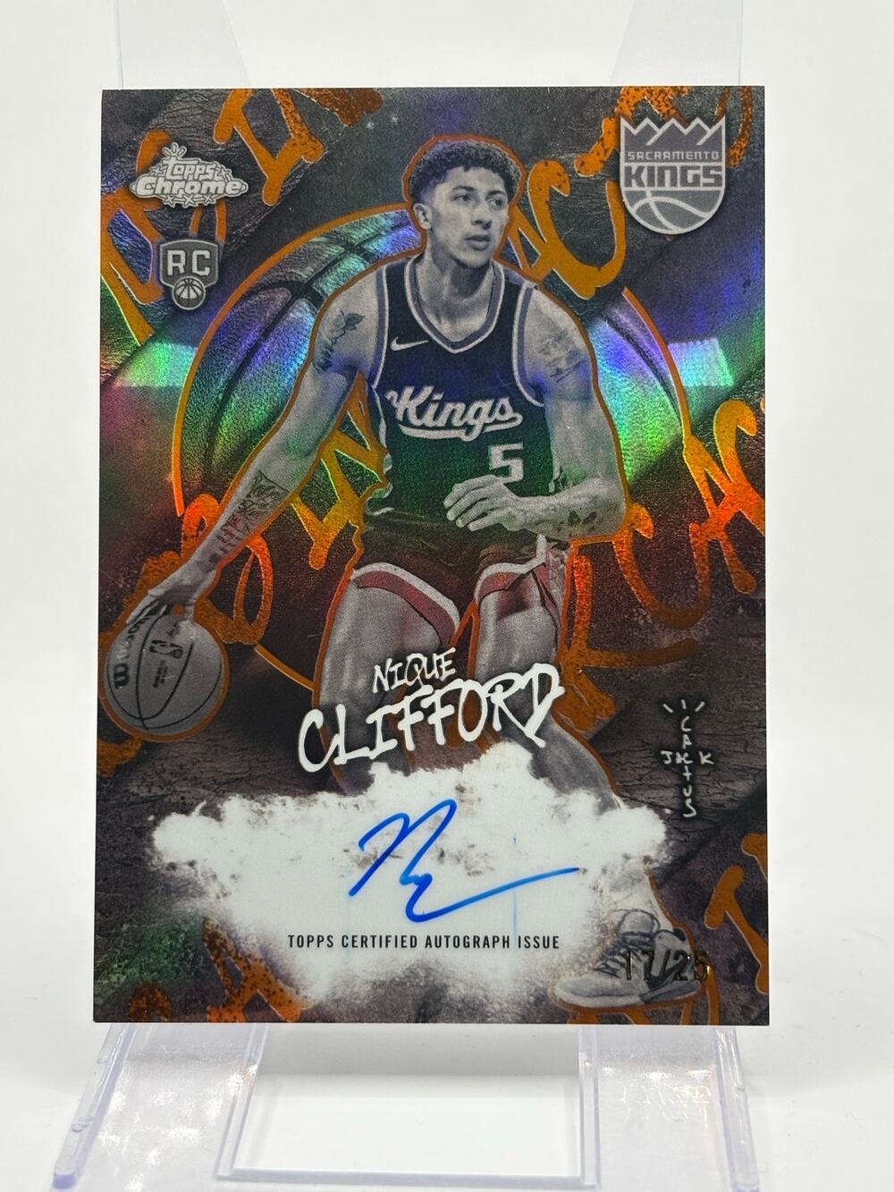 2025-26 Topps Chrome Cactus Jack Nique Clifford Rookie Orange Auto 17/25 SP RC